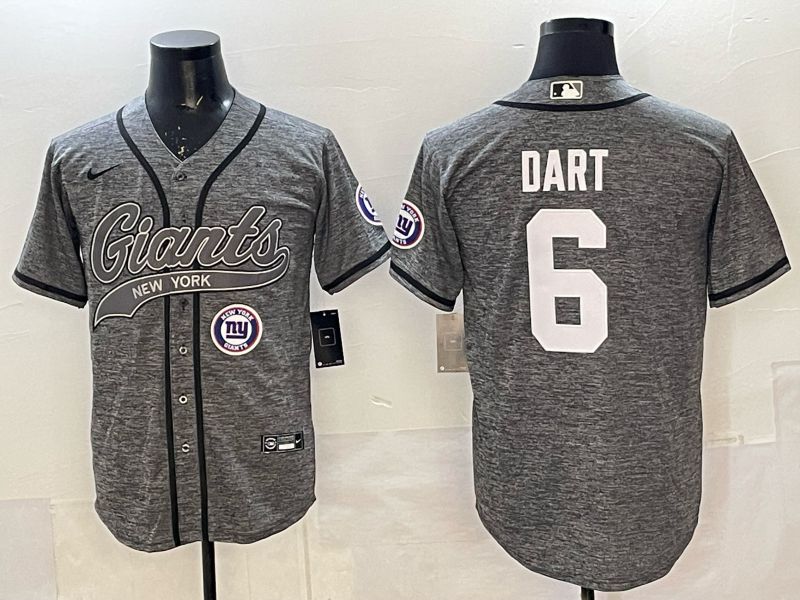 Men 2025 New York Giants #6 Dart Grey Joint Name Nike Limited NFL Jersey 08->new york giants->NFL Jersey